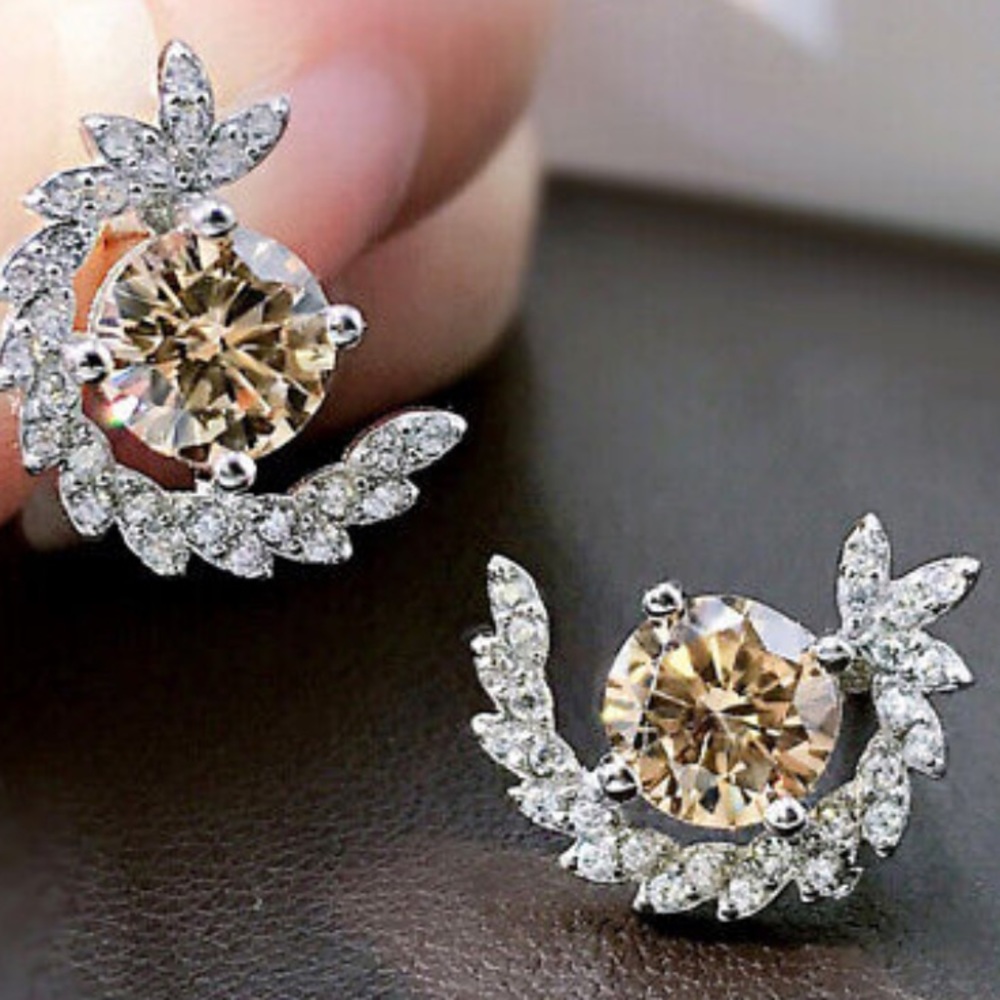 NWT sparkling sterling silver diamond earrings - Picture 5 of 7